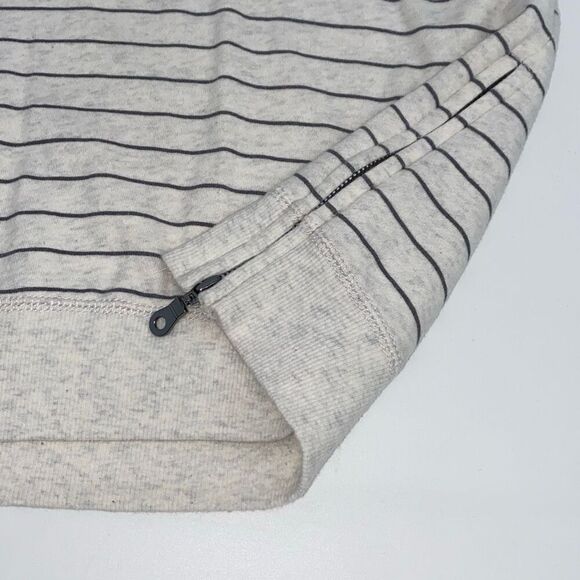 Howe No 65 Striped Crew Sweatshirt Cotton Side Zip‎ Cream Grey M Unisex - Picture 2 of 16